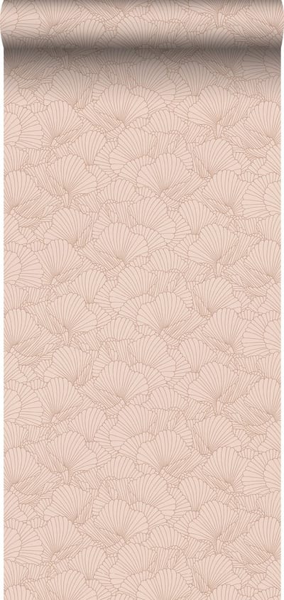 ESTAhome behang getekende bladeren terracotta roze - 53 cm x 10.05 m - 139492