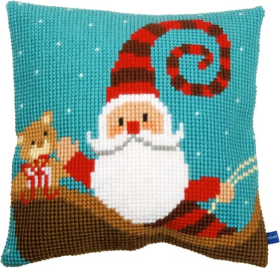 Vervaco - Kruissteekkussen kit - Kerst - Vrolijke kerstman - PN-0155869 - Borduren - Borduurpakket - Borduurpakket volwassenen - Borduurpakket kind