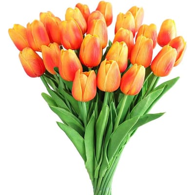 10 Pièces Fleur Artificielle Toucher Réaliste Tulipe Scrapbooking Vase Décoration de Maison Mariage Jardin Arche Guirlande Bouquet Fête des Mères diy 10pcs