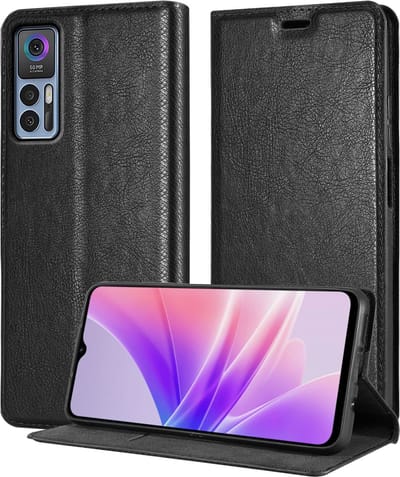 Cadorabo Hoesje geschikt voor TCL 30 (4G / 5G) / 30+ in ZWARTE NACHT - Beschermhoes met magnetische sluiting, standfunctie en kaartvakje Book Case Cover Etui