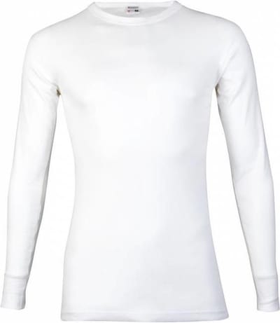 Heren shirt Lange mouw - 100% katoen - Aansluitend ondershirt mannen - Wit / L
