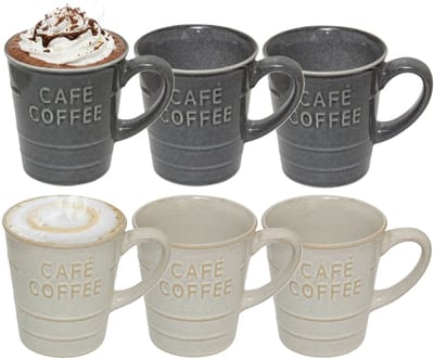 Secret de gourmet Koffiemokken - 6x stuks - 200 ml - kleuren gemixt