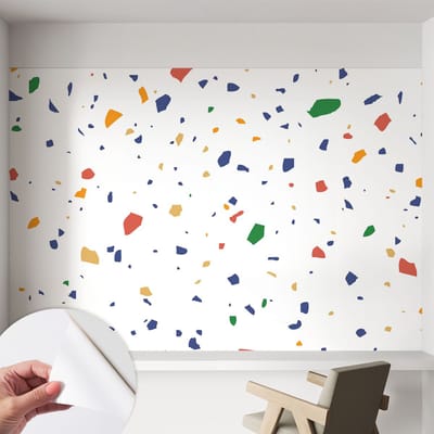 Coloray Zelfklevend Behang - Regenboogstukjes Stickerbehang op rol - 152x104 cm - Wit Zelfklevend Behang - Voor de woonkamer, voor het kantoor, voor de slaapkamer - Plakklare achterzijde - Zelfklevend fotobehang
