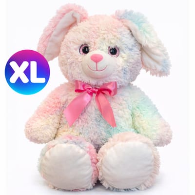 Topknuffels® Konijn (Pastel Kleuren) Pluche Knuffel Dier XL 50 cm - Speelgoed Tie-Dye Knuffels - Regenboog Rainbow Plush