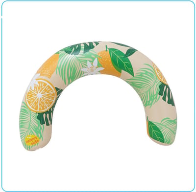 Nieuwe U-vormige opblaasbare zwemband met fruitprint, geschikt voor volwassenen, inclusief zwembanden voor onder de armen en drijvende zwembanden (groen).