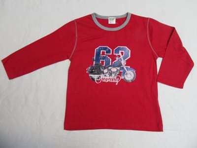 dirkje , jongens, t-shirt lange mouw, rood , moto , 116- 6 jaar