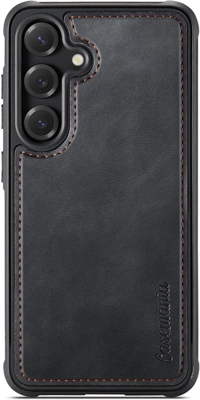 Casemania Hoesje Geschikt voor Samsung Galaxy A15 - Charcoal Gray - Magnetische Telefoonhoesje - Kunstleer Back Cover - Anti-Vingerafdruk