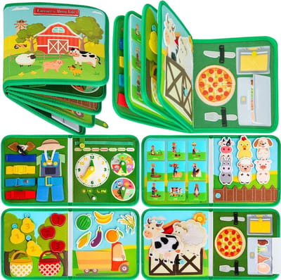 Activiteitenbord voor Kinderen - Boerderij Busy Board - Montessori Speelgoed voor Peuters van 1 tot 4 Jaar - Ontwikkeling van Voorschoolse Leeractiviteiten & Sensorisch Speelgoed