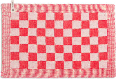Knit Factory Gebreide Placemat Block - Rechthoek - Dubbelzijdig te gebruiken - Eetmat - Onderlegger - Ecru/Rood - 50x30 cm