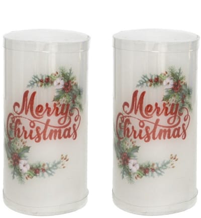 Gerimport - LED kaars/stompkaars - Merry Christmas - H15 cm