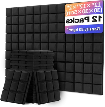 Akoestisch schuimpanelen set van 12 stuks - 30 x 30 x 5 cm - antraciet - geluidsisolatie - geluidsabsorberend - schuimmatten - Kerlalu
