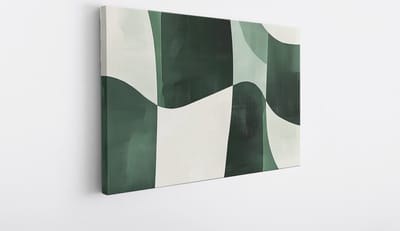Saammp Canvas Schilderij - Groen Geblokt - Abstract - 40x30 - Foto op canvas - Wanddecoratie - Muurdecoratie Woonkamer - Kantoor Decoratie