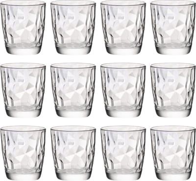 Bormioli Rocco Glazenset Diamond - Waterglazen voor dagelijks gebruik - Elegante glazen voor speciale momenten - Vaatwasserbestendig - 100% recyclebaar glas - Diameter 84 mm, Hoogte 93 mm - Glaswerk - Drankglazen - 12 stuks