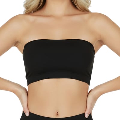 Strapless BH zonder bandjes - Maat S - Zwart - Met uitneembare bh vulling - Bandeau BH - BH zonder beugel -Extra comfortabele Sport BH - Zwangerschaps bh - Beugelloze bh - met push up - Magic bra - met pads