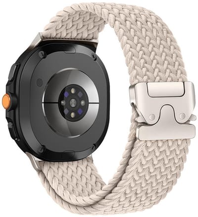 Nylon bandje - geschikt voor Samsung Galaxy Watch 8 (40mm) / Galaxy Watch 8 (44mm) / Galaxy Watch 8 Classic - gevlochten nylon met parachute sluiting - starlight