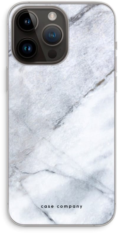 Case Company® - Hoesje geschikt voor iPhone 14 Pro Max hoesje - Witte marmer - Soft Cover Telefoonhoesje - Bescherming aan alle Kanten en Schermrand