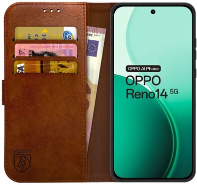 Rosso Element Geschikt voor Oppo Reno 14 | Wallet Book Case | Portemonnee Hoesje | 3 Pasjes | Magneetsluiting | Stand Functie | Bruin