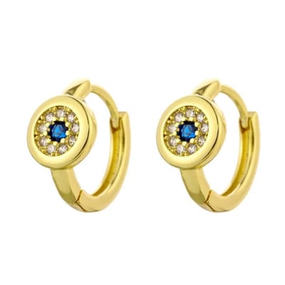 Aramat Jewels | Oorringen | Zilveren Oorringen 12mm met Zirkonia Steentjes | Cirkel-Transparant-Blauw | |12mm | Zilver | Kinderen, Volwassenen | Verkleurd niet