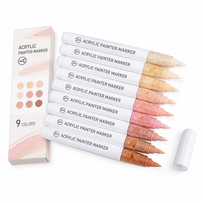 9 kleuren acrylmarkers - vloeibare inkt - standaard punt - basisverpakking