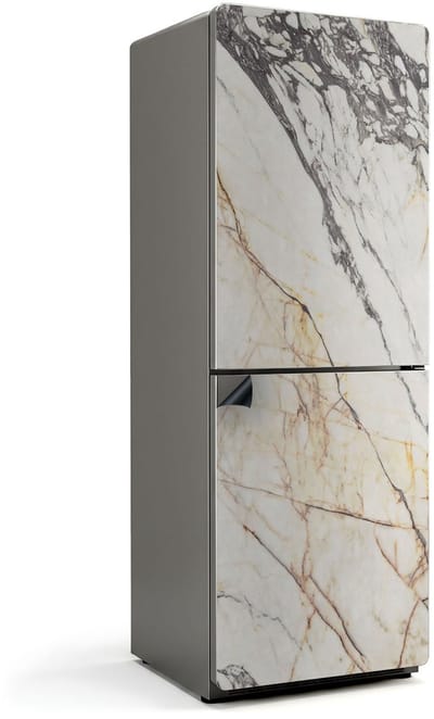 Wallfluent Magnetische Koelkastmat - Elegant marmerpatroon Koelkast Magneet Sticker - 70 cm x 190 cm - Beige Magnetische Koelkastmat - Magnetisch Koelkastaccessoire - Magneet Poster Voor Koelkast - Stijlvolle Koelkastfolie