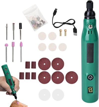 Draadloze Graveermachine - Elektrisch Roterend Gereedschap - Precisie Graveren - USB Oplaadbaar - 25 stuks - Zilver