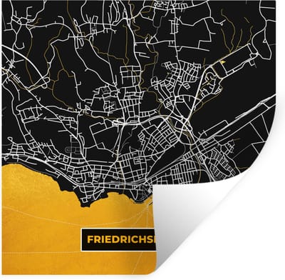 Muurstickers - Sticker Folie - Goud – Duitsland – Plattegrond – Gold – Stadskaart – Kaart – Friedrichshafen - 100x100 cm - Plakfolie - Muurstickers Kinderkamer - Zelfklevend Behang XXL - Zelfklevend behangpapier - Stickerfolie