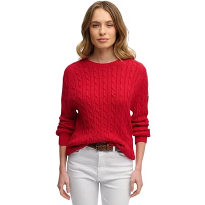 Superdry Slouchy Kabeltrui Red Grootte: 40