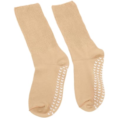 Chaussettes Super Larges pour Pieds Forts Grips Antidérapants Coupe Ample Non Compressives Chaussettes Extensibles pour Hommes Femmes Jaune Terreux S M 8.3 beige