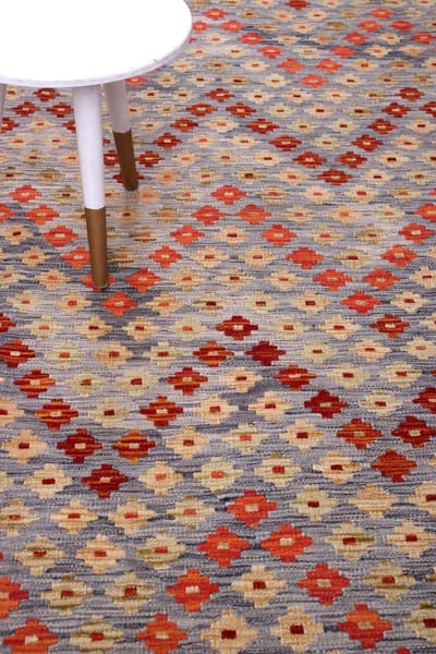 Kleurrijk Tapijt Laagpolig Handgeweven Wollen Vloerkleed - Koho Afghan Kelim 297x220 - 297x220cm- Modern - Woonkamer - Salon - Slaapkamer - Eetkamer
