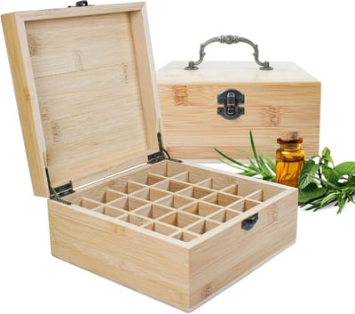 Houten Opbergdoos voor Essentiële Olie, 25 Gaten, Perfect als Cadeau en Organiser