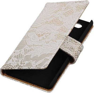 Lace Bookstyle Wallet Case Hoesjes Geschikt voor Sony Xperia Z4 Compact Wit