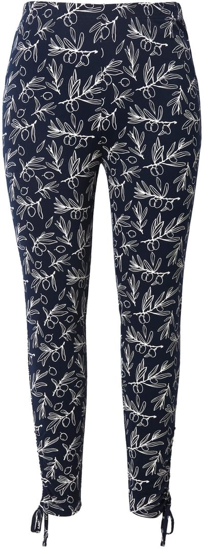 Ulla Popken - Dames - Legging zoomplooien smalle pijpen biologisch katoen - Marine - Maat 42+