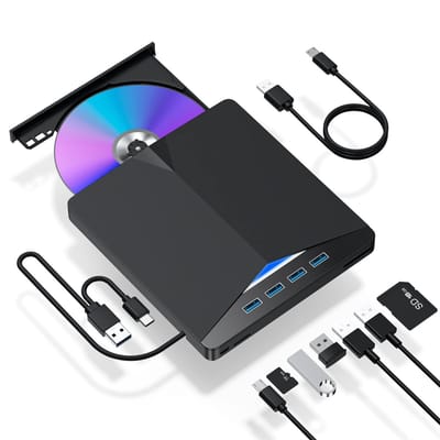 Ynkkvre -7in1 - USB 3.0 - DVD’s & CD’s Branden en Lezen - DVD Speler Laptop - Externe DVD Speler voor Laptop - - Mac OS - Externe CD Speler - DVD Brander