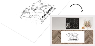 Keukenloper - Loper keuken - Kaart - Wereld - Minimalisme - 120x60 cm - Keukenloper vinyl