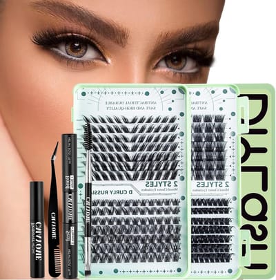DIY Wimperverlengingsset met 336 Wimperclusters - D Krul Valse Wimpers, Pincet en Applicators voor Professionele Wimperextensions, 10-16mm