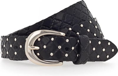 b.belt Riem Lilou Gold Leder-Nietengürtel W100 Black Zwart