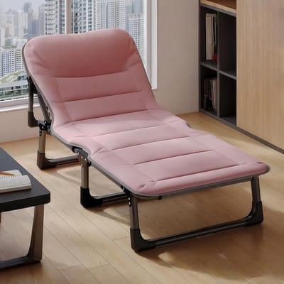 Opvouwbaar eenpersoonsbed - Campingbedje Fauteuil - Kantoordutje Kamperen - Eenvoudige Installatie - 75 cm breed - Fairy Roze