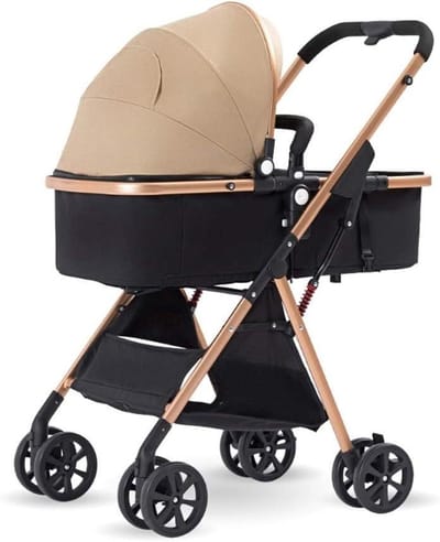 Kinderwagen Opvouwbaar - Reisbuggy Compact - Baby Vervoer - Verstelbaar Stuur - 36x80x108cm - Bruin