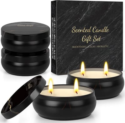 Geurkaarsen Set - Aromatische Kaarsen - Sfeervolle Decoratie - Zes Delige Collectie - 670 gram - Zwart Goud
