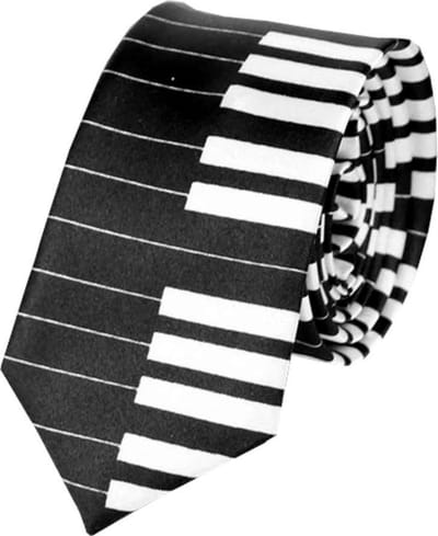 Fako Fashion - Skinny Stropdas - Smal - 5cm - Print - 145cm - Piano Zwart