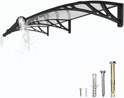 Raamluifel Deurluifel - Terras Overkapping - Bescherming Buitenruimte - Aparte Afvoergoot - 81 x 203 cm - Zwart Transparant