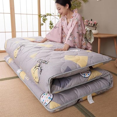 Japanse Slaapmat - Opvouwbaar Matras Gasten - Flexibel Slapen - Draagbaar en Opvouwbaar - 90x200cm - Bloemenprint