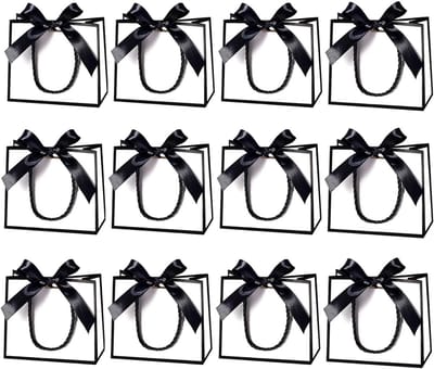 Dailygoods- Cadeauzakje Mini - 12 Stuks - Cadeauzakjes met Handgrepen - Bruiloft/Babyshower - 14 x 6 x 12 cm - Karton - Perfect voor Kleine Cadeaus - Geschenkzakje