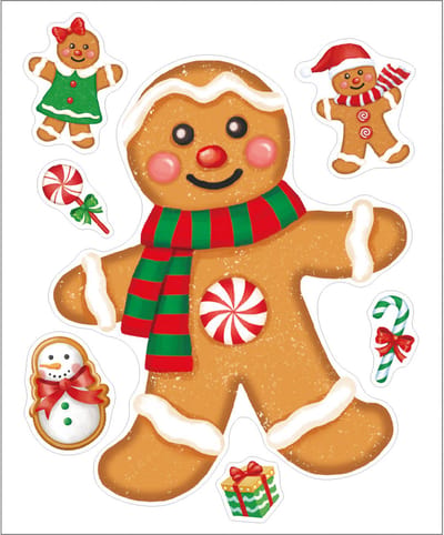 Anna's Collection Kerst raamstickers peperkoek mannetje - vel van 34 x 28 cm - raamdecoratie - raamversiering