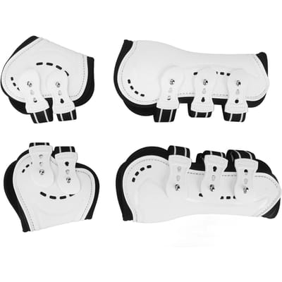 Bottes Tendon Cheval Absorbant Choc Réglables Bottes Avant Arrière Cheval Protège-Jarrets pour Protection Jambe Blanc Lot de 4 M M white