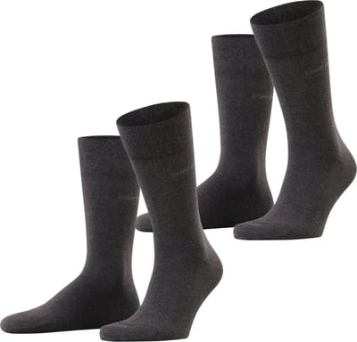 Esprit Basic Easy 2-Pack drukvrije comfort tailleband katoen multipack sokken heren grijs - maat 43-46