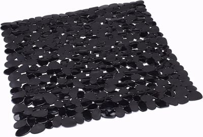 PVC Douchemat Stenen - 100% PVC ftalaatvrij - 53 x 53 cm - Zwart - Antislip Oppervlak voor Veiligheid en Comfort - Gemakkelijk te onderhouden