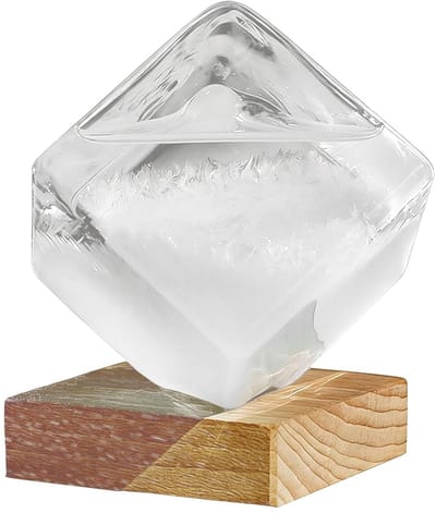 Stormglas Weerstation - Voorspellingsstation Kubus - Weersvoorspelling Thuis - Decoratieve Barometer - 11 x 11 x 14 cm - Wit