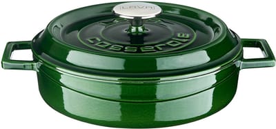LAVA Geëmailleerde Gietijzeren Braadpan met Deksel - Ø 24 cm - 2,47 L - Geschikt voor Inductie en Oven Groente