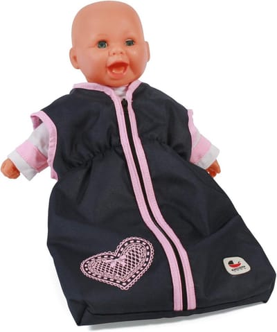 Comfortabele Pop Slaapzak voor Babypoppen tot 55 cm - Zijkant Ritssluiting - Grijs Blauw